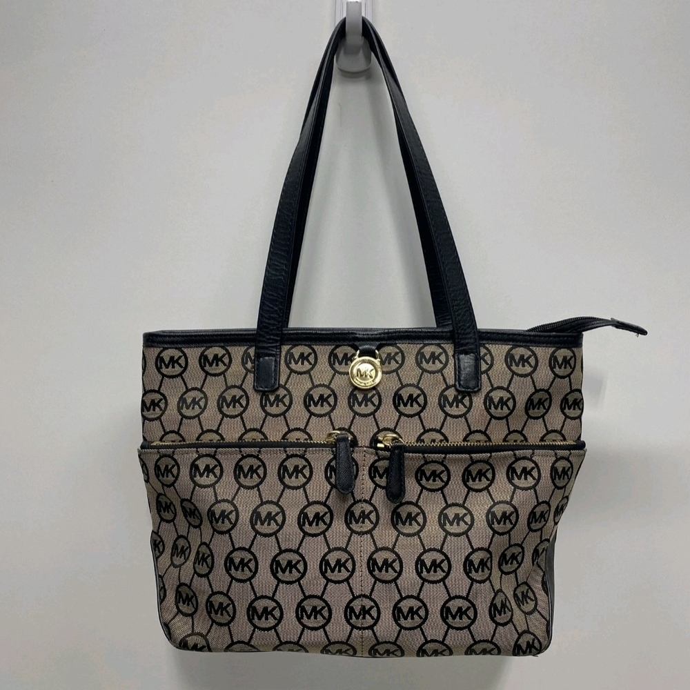 SOLD - Michael Kors Signature Black and Brown Tote